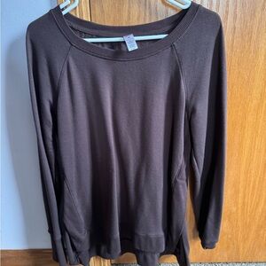 90 Degree By Reflex Women's Dark Brown Crew Neck Sweatshirt